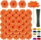 108 PCS Orange Artificial Rose Heads with Stems, Silk Marigold Flower Bulk Set for Wedding, Fall Bouquet, DIY Craft, Baby Shower and Home Table Centerpiece Decoration